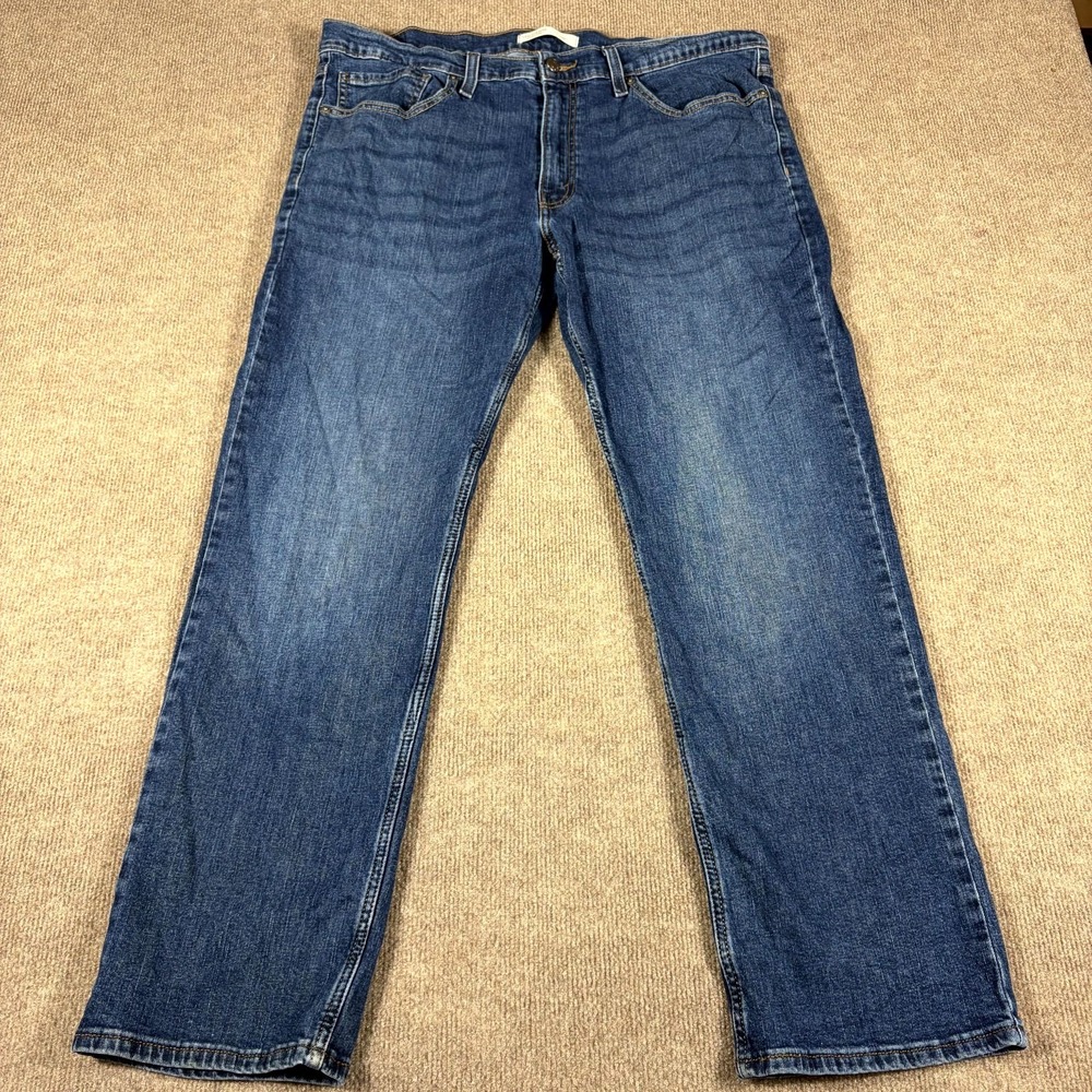 Levi's Strauss Signature Jeans Mens 36x30 Blue Denim Boho Whiskered Straight Leg